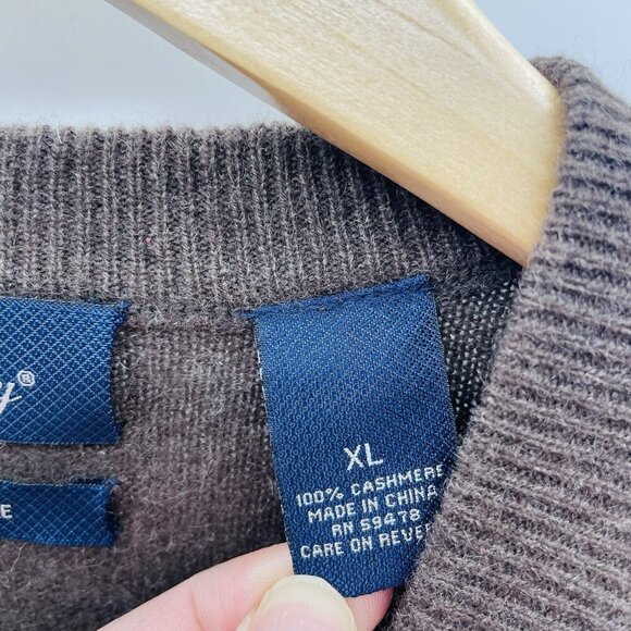 Allen Solly Mens Size XL 100% Cashmere V Neck Long Sleeve Sweater in Brown - Picture 5 of 6